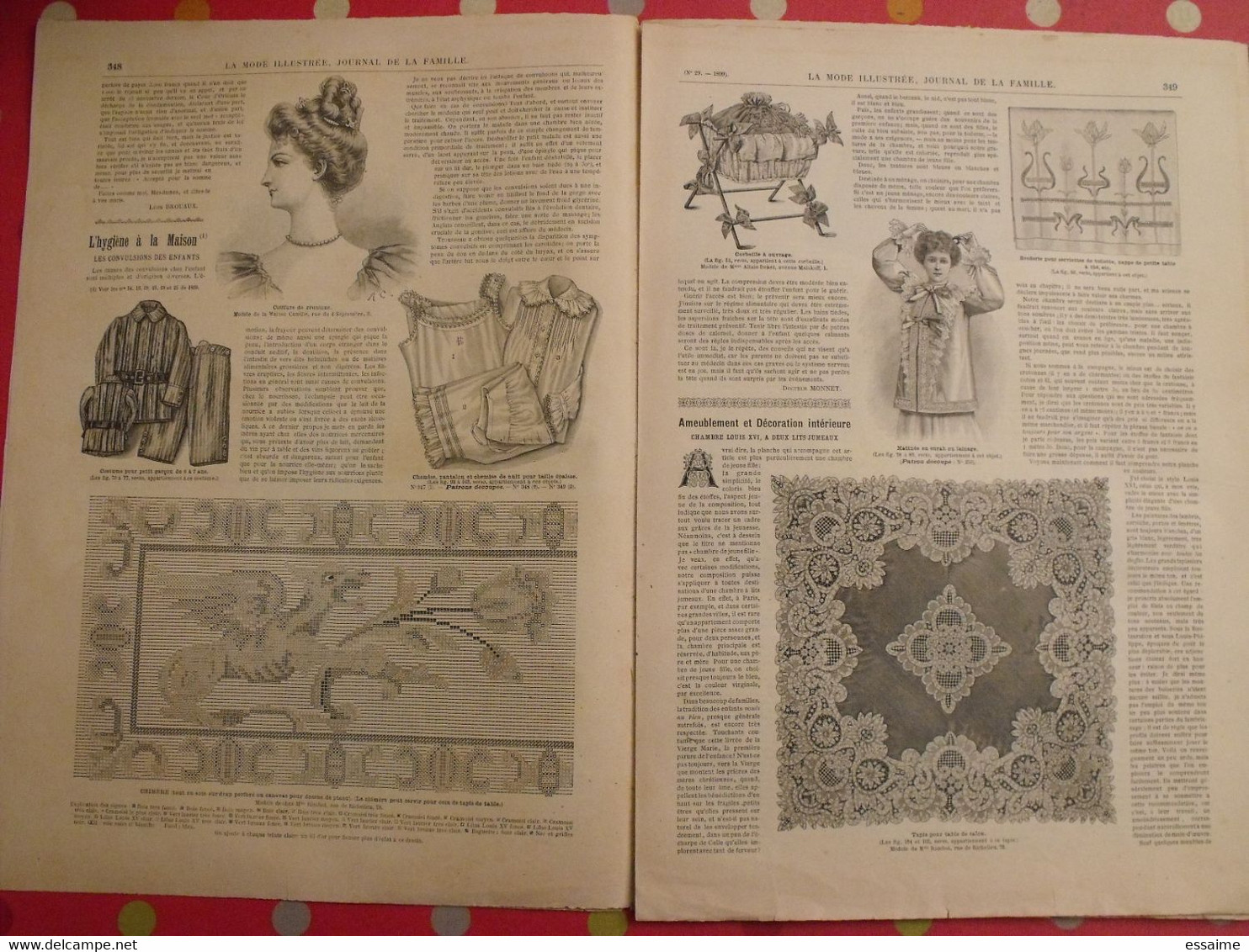4 revues la mode illustrée, journal de la famille.  n° 29,30,31,32 de 1899. couverture en couleur. jolies gravures