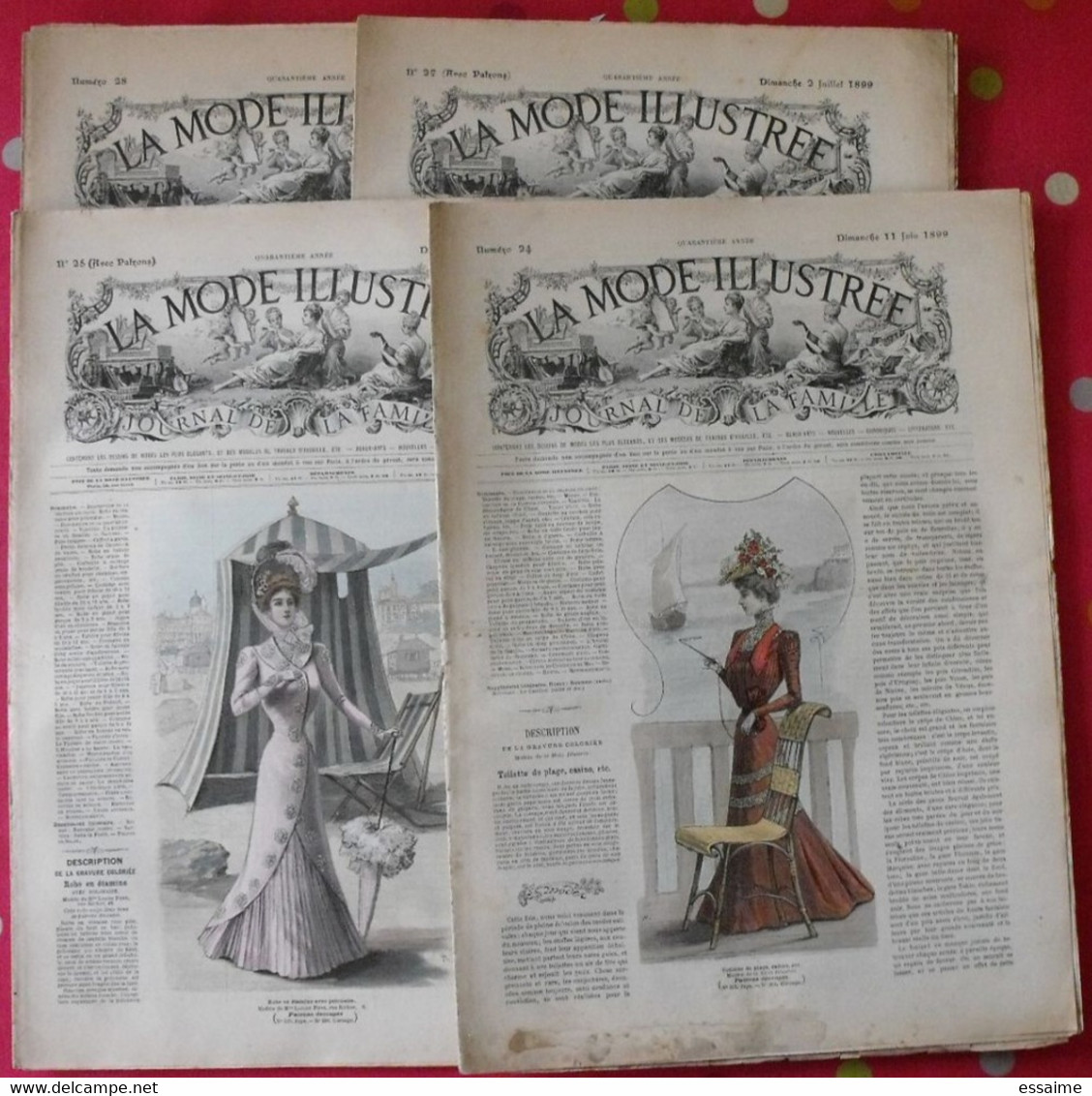 4 Revues La Mode Illustrée, Journal De La Famille.  N° 24,25,27,28 De 1899. Couverture En Couleur. Jolies Gravures - Fashion