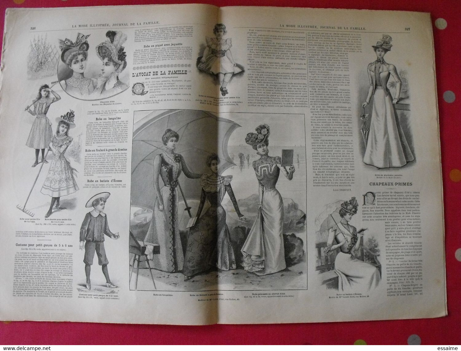 4 revues la mode illustrée, journal de la famille.  n° 24,25,27,28 de 1899. couverture en couleur. jolies gravures