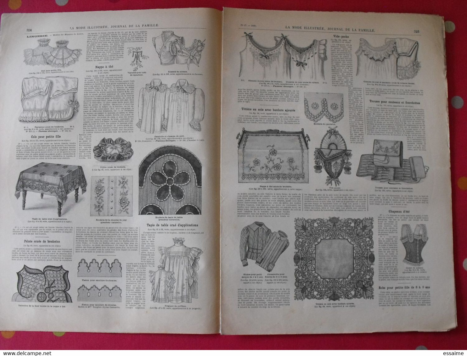 4 revues la mode illustrée, journal de la famille.  n° 24,25,27,28 de 1899. couverture en couleur. jolies gravures