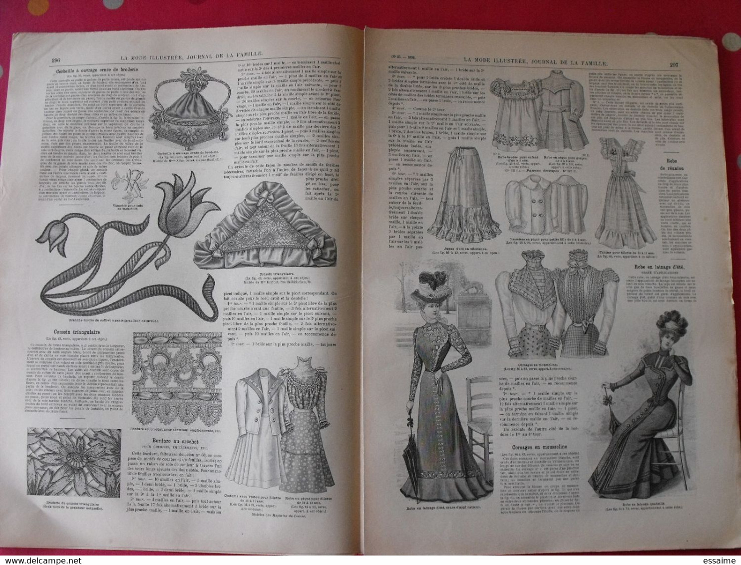 4 revues la mode illustrée, journal de la famille.  n° 24,25,27,28 de 1899. couverture en couleur. jolies gravures