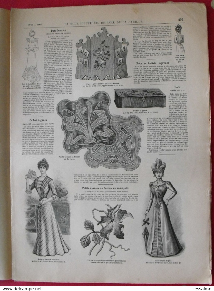 4 revues la mode illustrée, journal de la famille.  n° 24,25,27,28 de 1899. couverture en couleur. jolies gravures