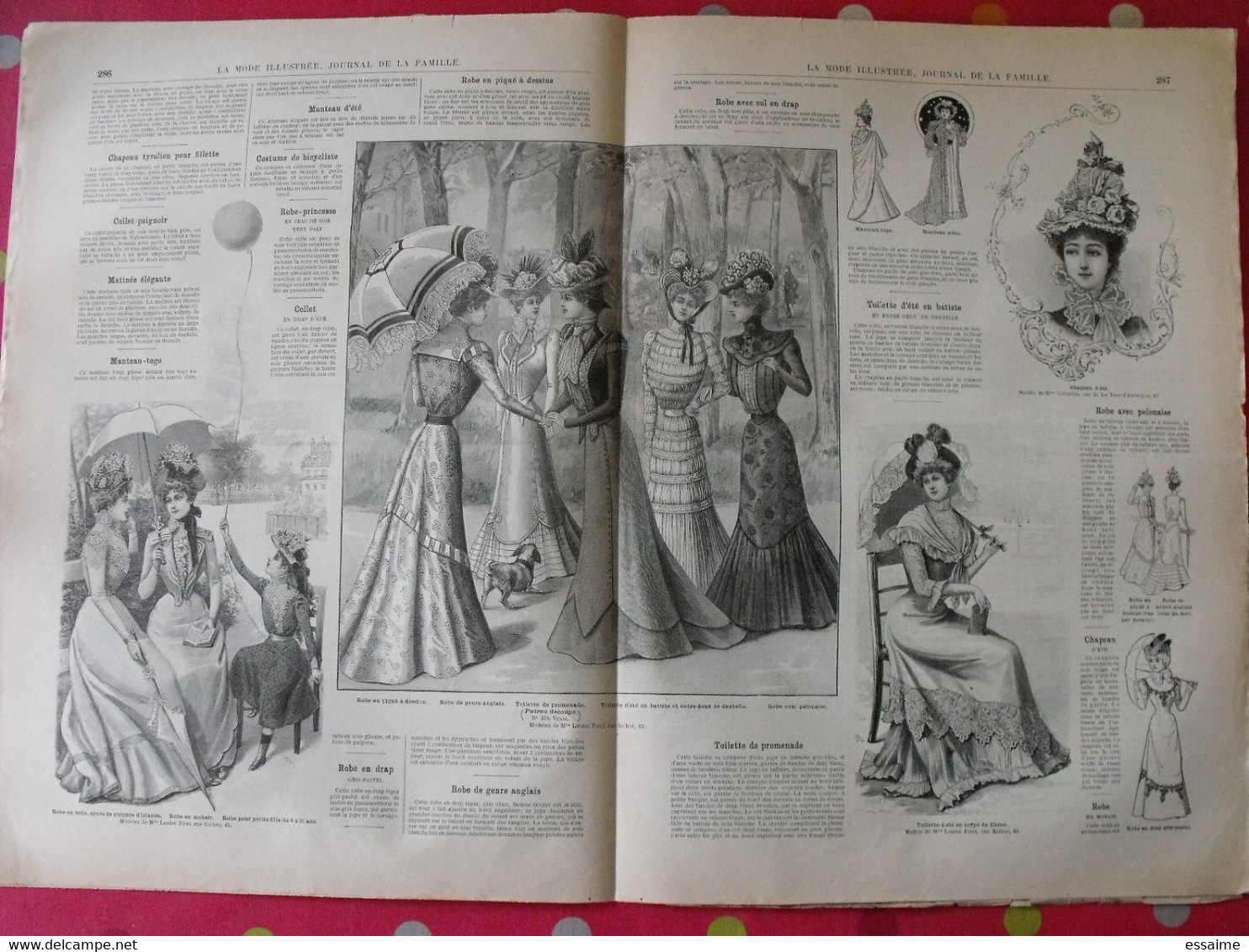 4 revues la mode illustrée, journal de la famille.  n° 24,25,27,28 de 1899. couverture en couleur. jolies gravures