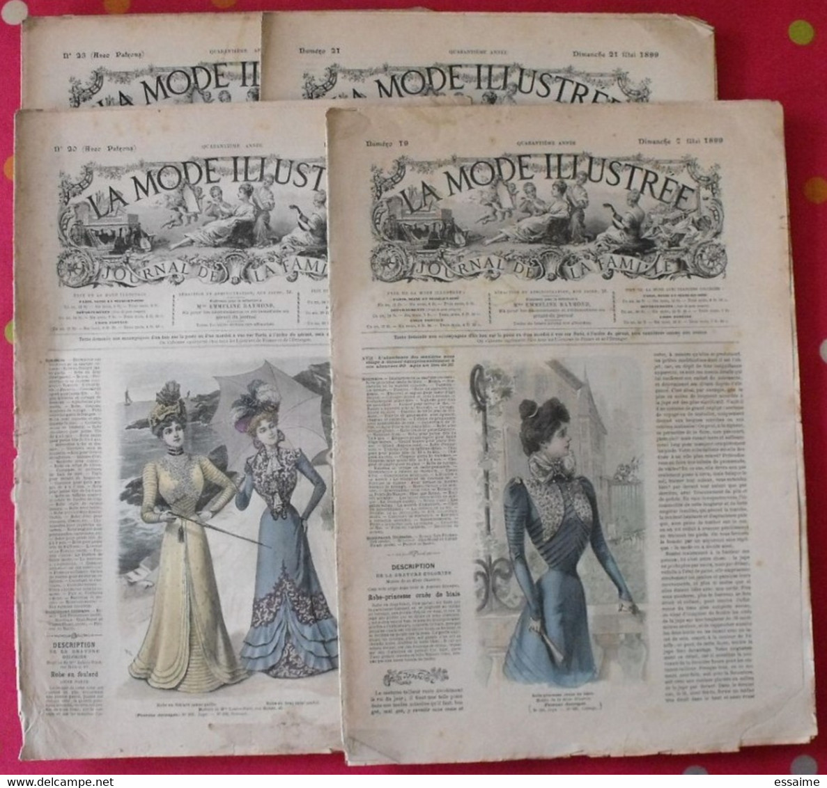 4 Revues La Mode Illustrée, Journal De La Famille.  N° 19,20,21,23 De 1899. Couverture En Couleur. Jolies Gravures - Moda