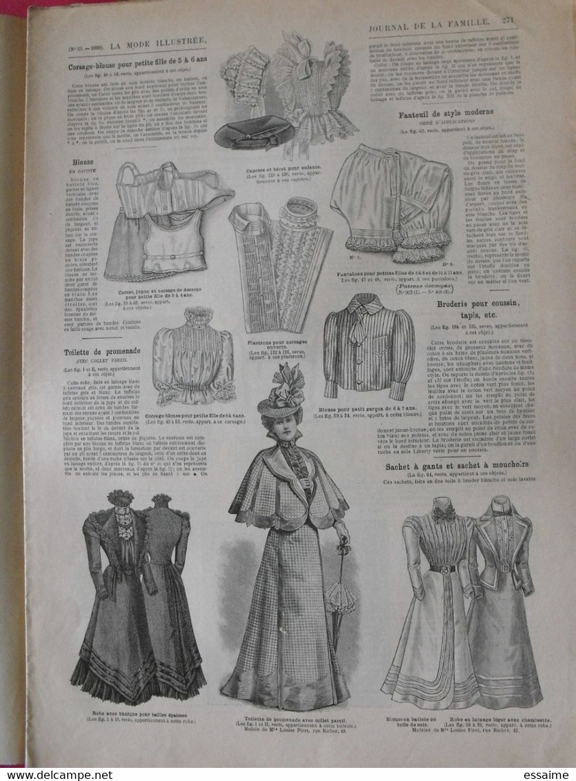 4 Revues La Mode Illustrée, Journal De La Famille.  N° 19,20,21,23 De 1899. Couverture En Couleur. Jolies Gravures - Moda