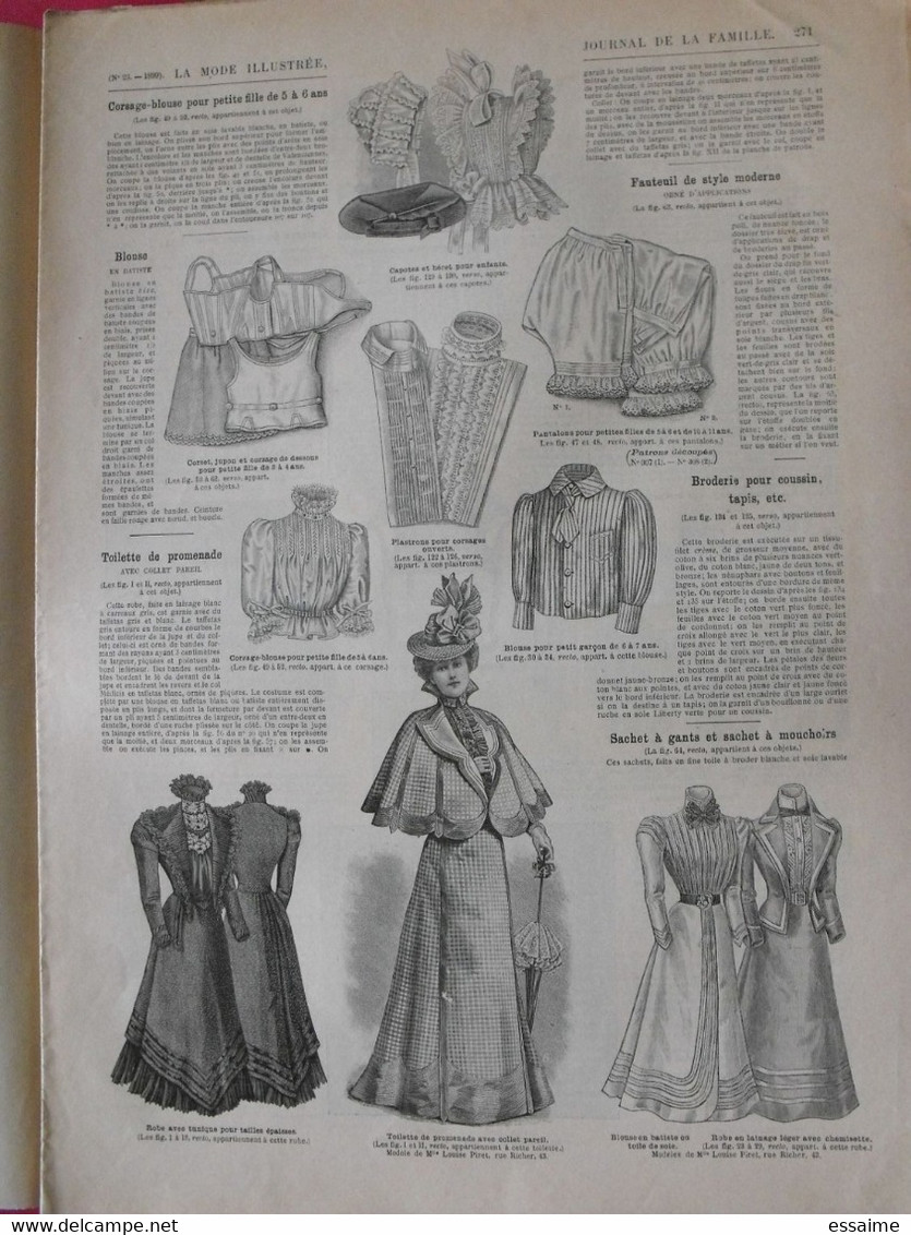 4 Revues La Mode Illustrée, Journal De La Famille.  N° 19,20,21,23 De 1899. Couverture En Couleur. Jolies Gravures - Mode