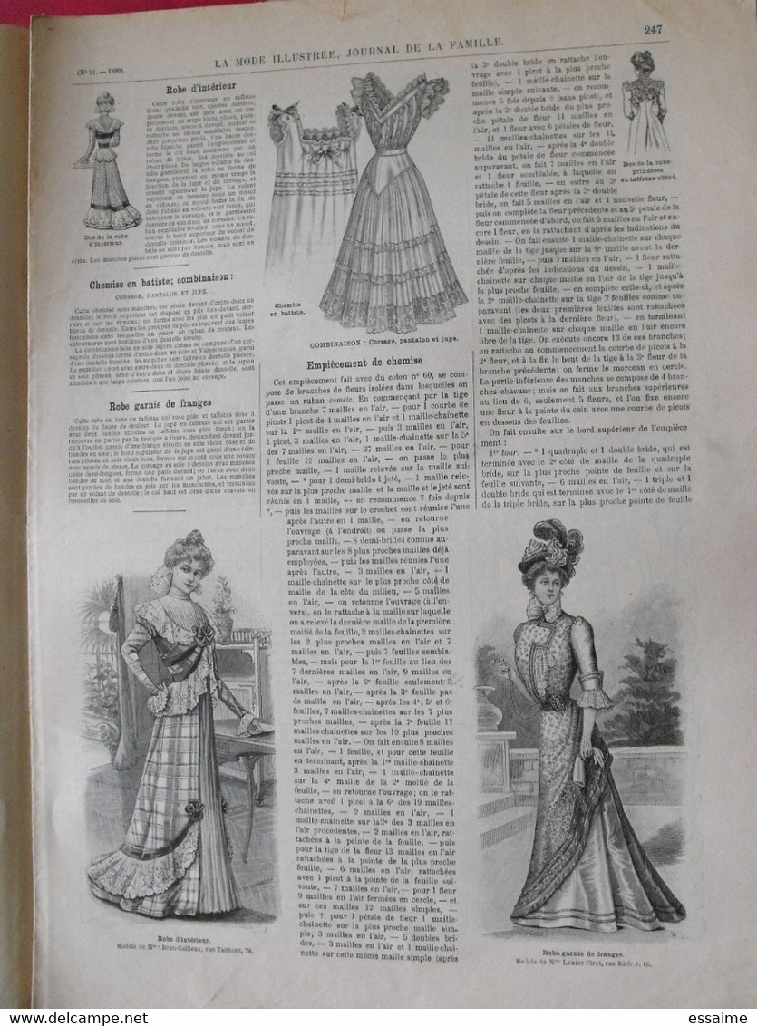 4 revues la mode illustrée, journal de la famille.  n° 19,20,21,23 de 1899. couverture en couleur. jolies gravures