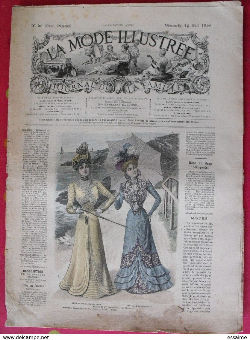 4 revues la mode illustrée, journal de la famille.  n° 19,20,21,23 de 1899. couverture en couleur. jolies gravures