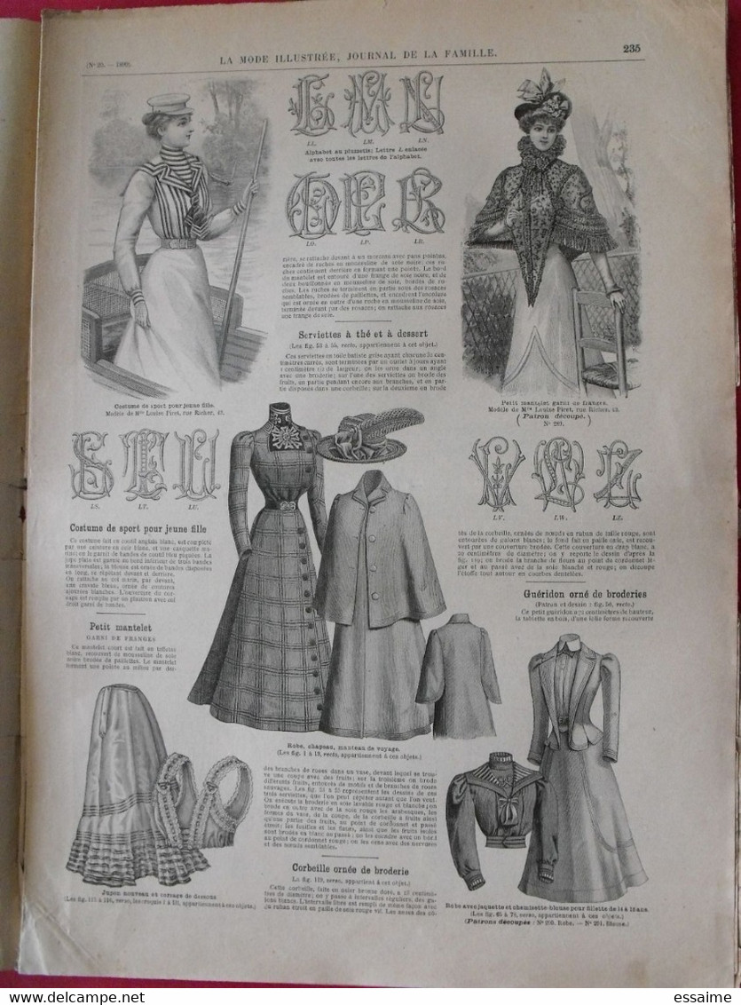 4 revues la mode illustrée, journal de la famille.  n° 19,20,21,23 de 1899. couverture en couleur. jolies gravures