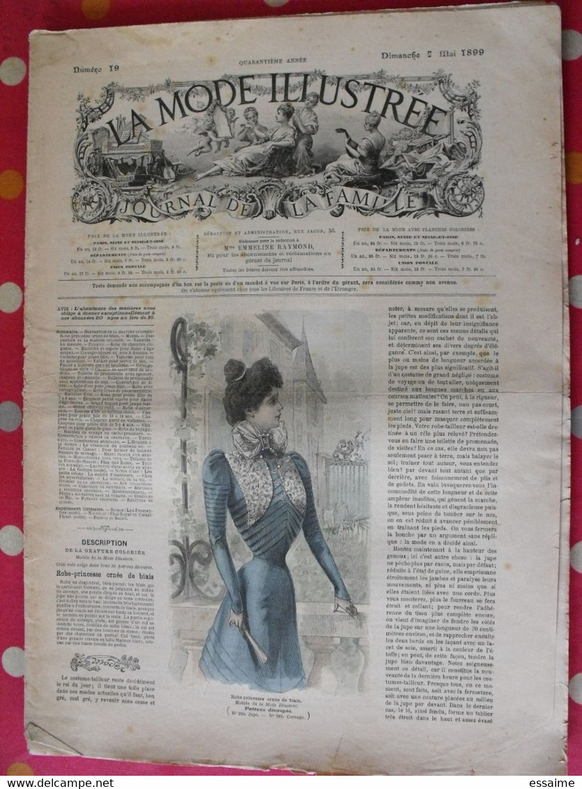 4 revues la mode illustrée, journal de la famille.  n° 19,20,21,23 de 1899. couverture en couleur. jolies gravures