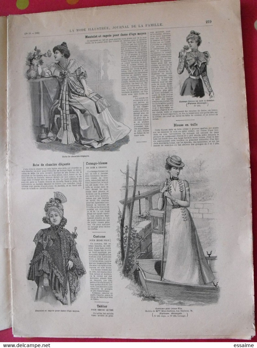 4 revues la mode illustrée, journal de la famille.  n° 19,20,21,23 de 1899. couverture en couleur. jolies gravures