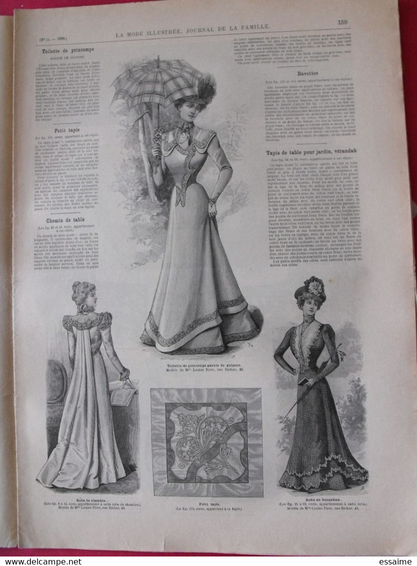 4 Revues La Mode Illustrée, Journal De La Famille.  N° 10,12,13,14 De 1899. Couverture En Couleur. Jolies Gravures - Fashion
