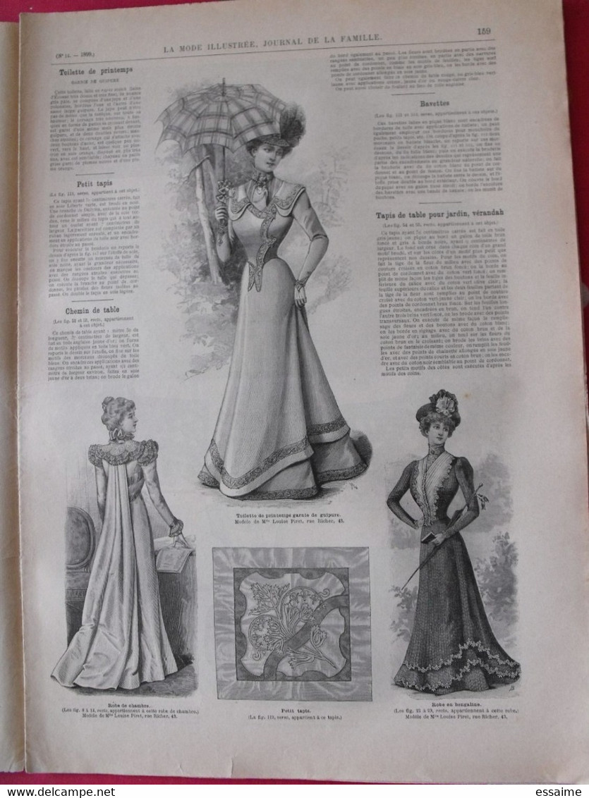 4 Revues La Mode Illustrée, Journal De La Famille.  N° 10,12,13,14 De 1899. Couverture En Couleur. Jolies Gravures - Mode