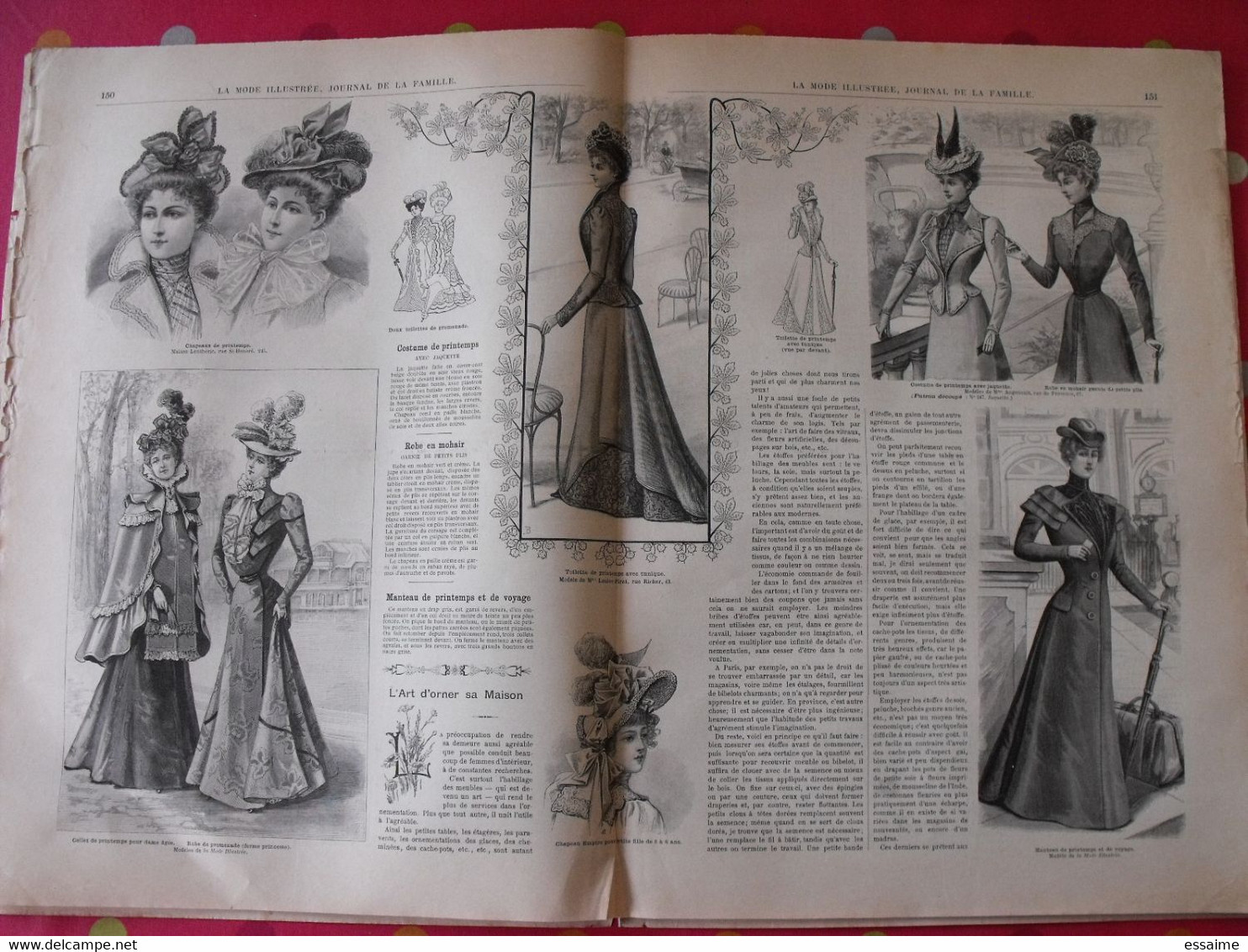 4 revues la mode illustrée, journal de la famille.  n° 10,12,13,14 de 1899. couverture en couleur. jolies gravures