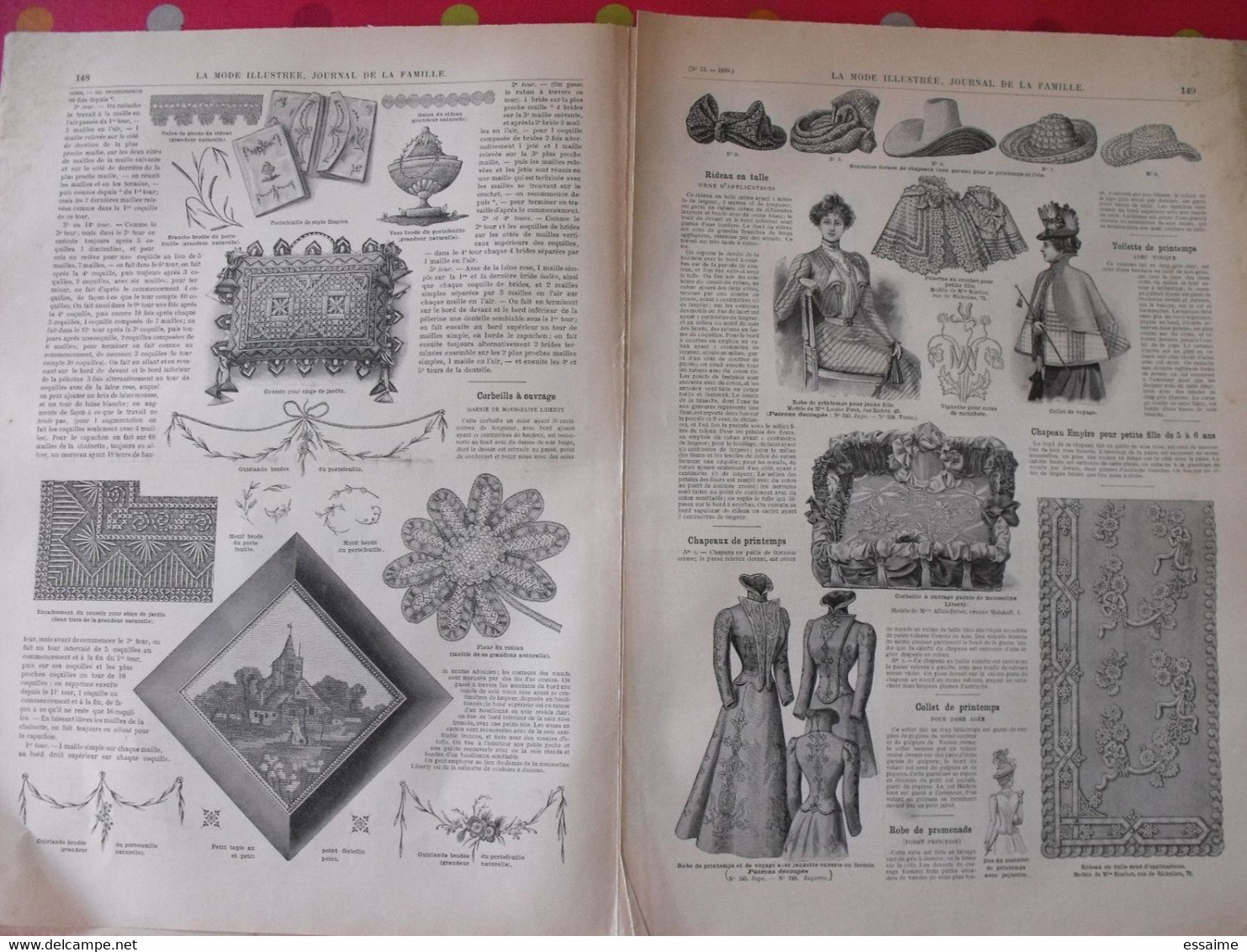 4 revues la mode illustrée, journal de la famille.  n° 10,12,13,14 de 1899. couverture en couleur. jolies gravures