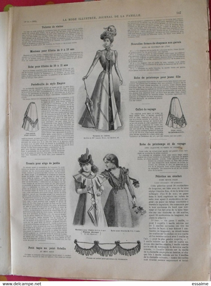 4 revues la mode illustrée, journal de la famille.  n° 10,12,13,14 de 1899. couverture en couleur. jolies gravures