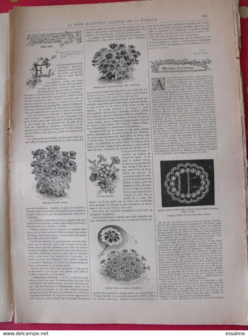 4 revues la mode illustrée, journal de la famille.  n° 10,12,13,14 de 1899. couverture en couleur. jolies gravures