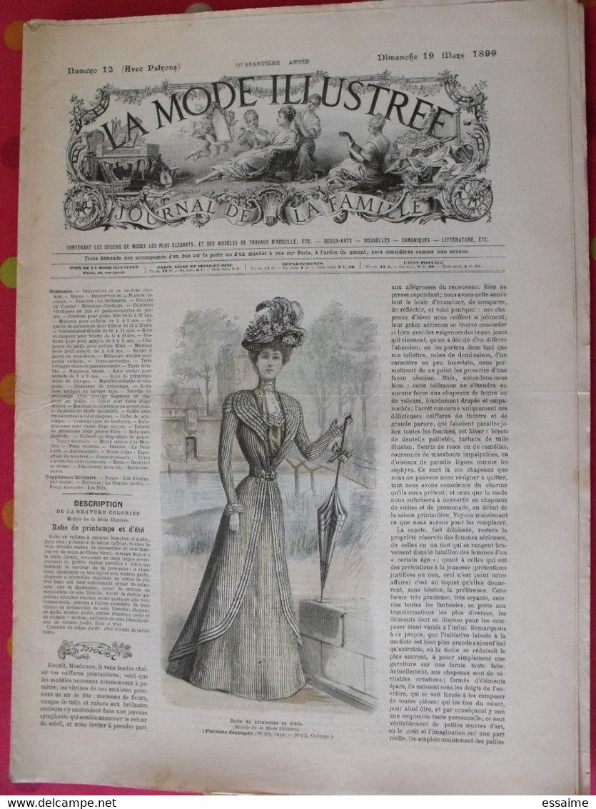 4 revues la mode illustrée, journal de la famille.  n° 10,12,13,14 de 1899. couverture en couleur. jolies gravures