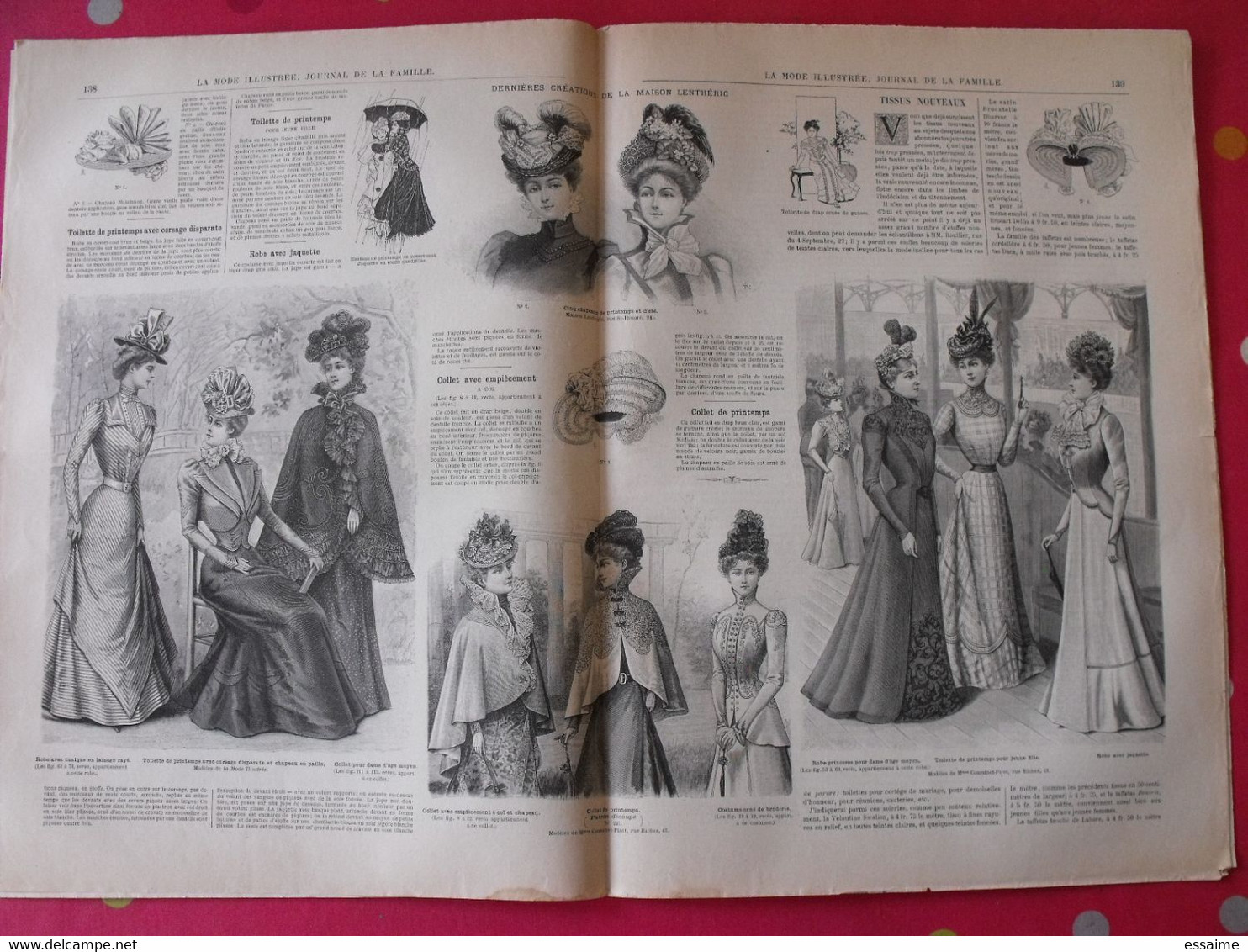 4 revues la mode illustrée, journal de la famille.  n° 10,12,13,14 de 1899. couverture en couleur. jolies gravures