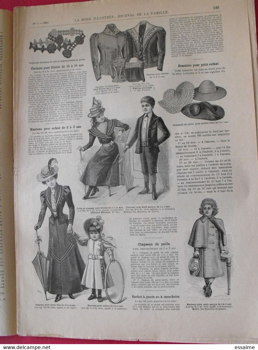 4 revues la mode illustrée, journal de la famille.  n° 10,12,13,14 de 1899. couverture en couleur. jolies gravures