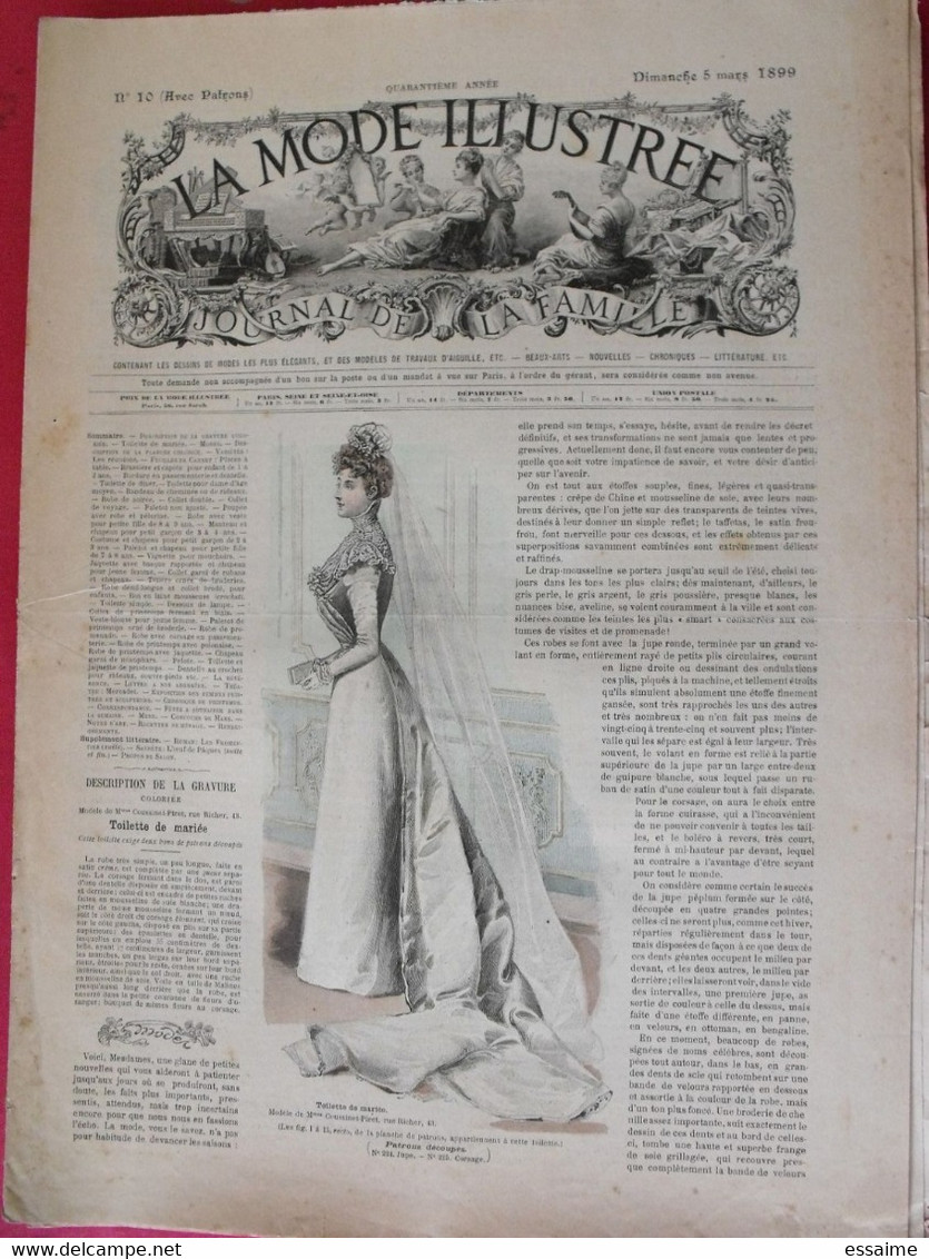 4 revues la mode illustrée, journal de la famille.  n° 10,12,13,14 de 1899. couverture en couleur. jolies gravures