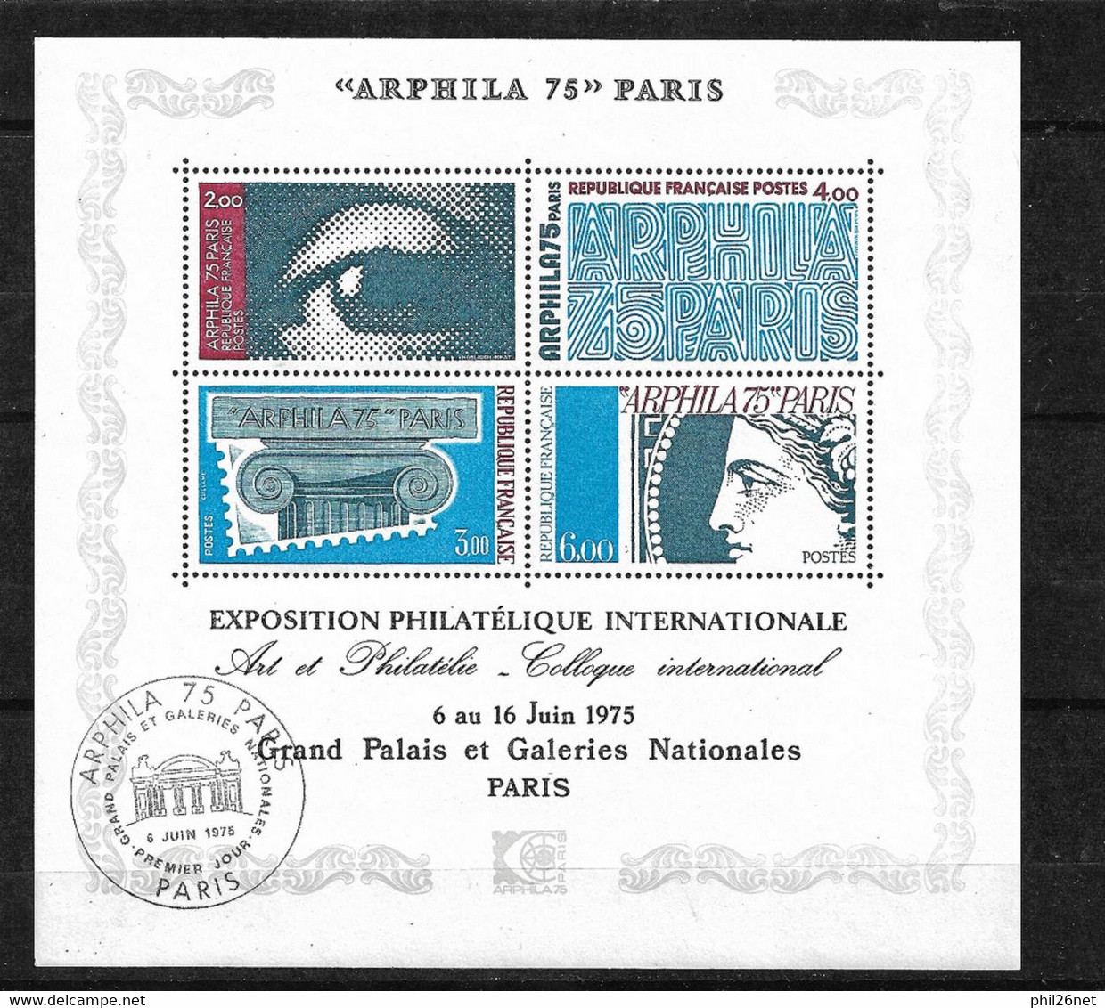 Bloc N° 7 Exposition Arphila  Cachet Premier Jour 6/6/1975 Grand Palais Paris  Timbres Neufs * * B/TB Voir Scan  - Usati