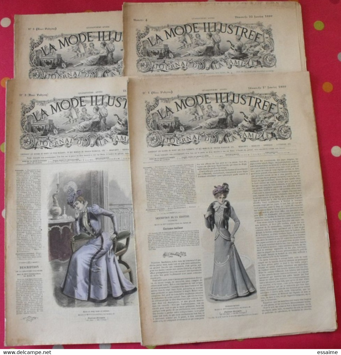 4 Revues La Mode Illustrée, Journal De La Famille.  N° 1,3,4,5 De 1899. Couverture En Couleur. Jolies Gravures - Mode