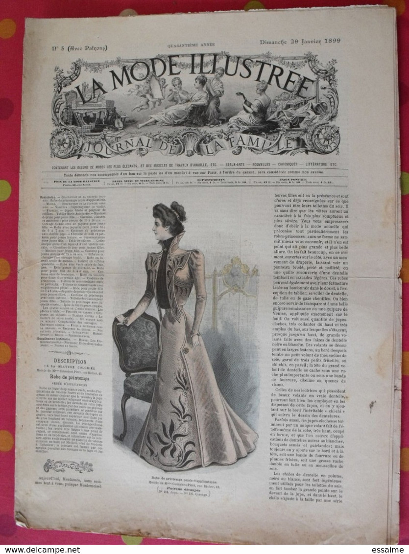 4 Revues La Mode Illustrée, Journal De La Famille.  N° 1,3,4,5 De 1899. Couverture En Couleur. Jolies Gravures - Mode