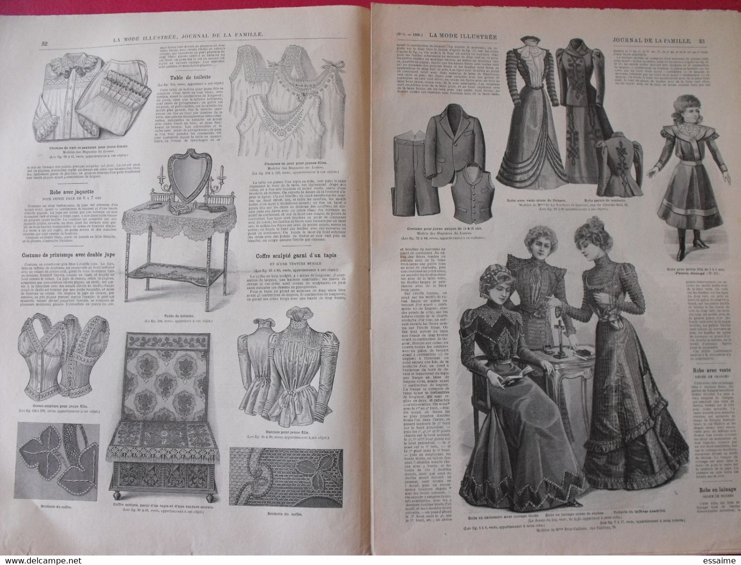 4 Revues La Mode Illustrée, Journal De La Famille.  N° 1,3,4,5 De 1899. Couverture En Couleur. Jolies Gravures - Fashion