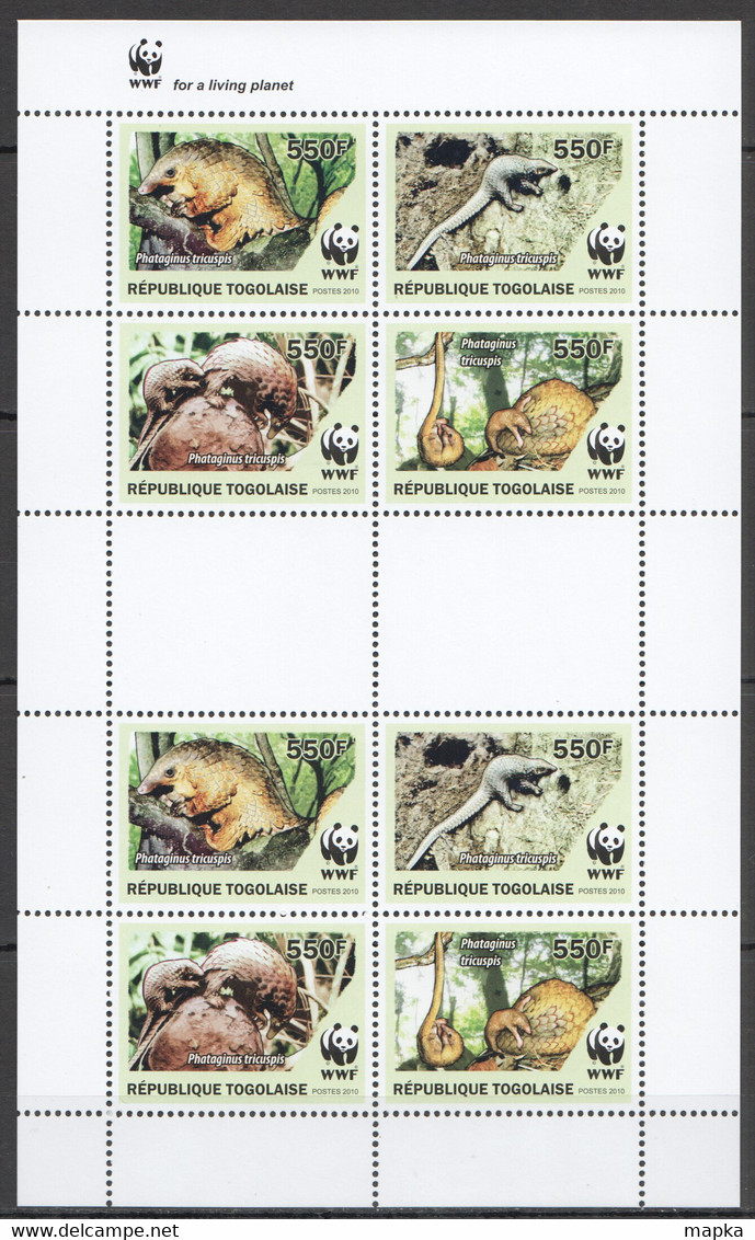 NW439 2010 TOGO WWF PANGOLINS WILD ANIMALS FAUNA #3454-3457 KB MNH - Nuovi