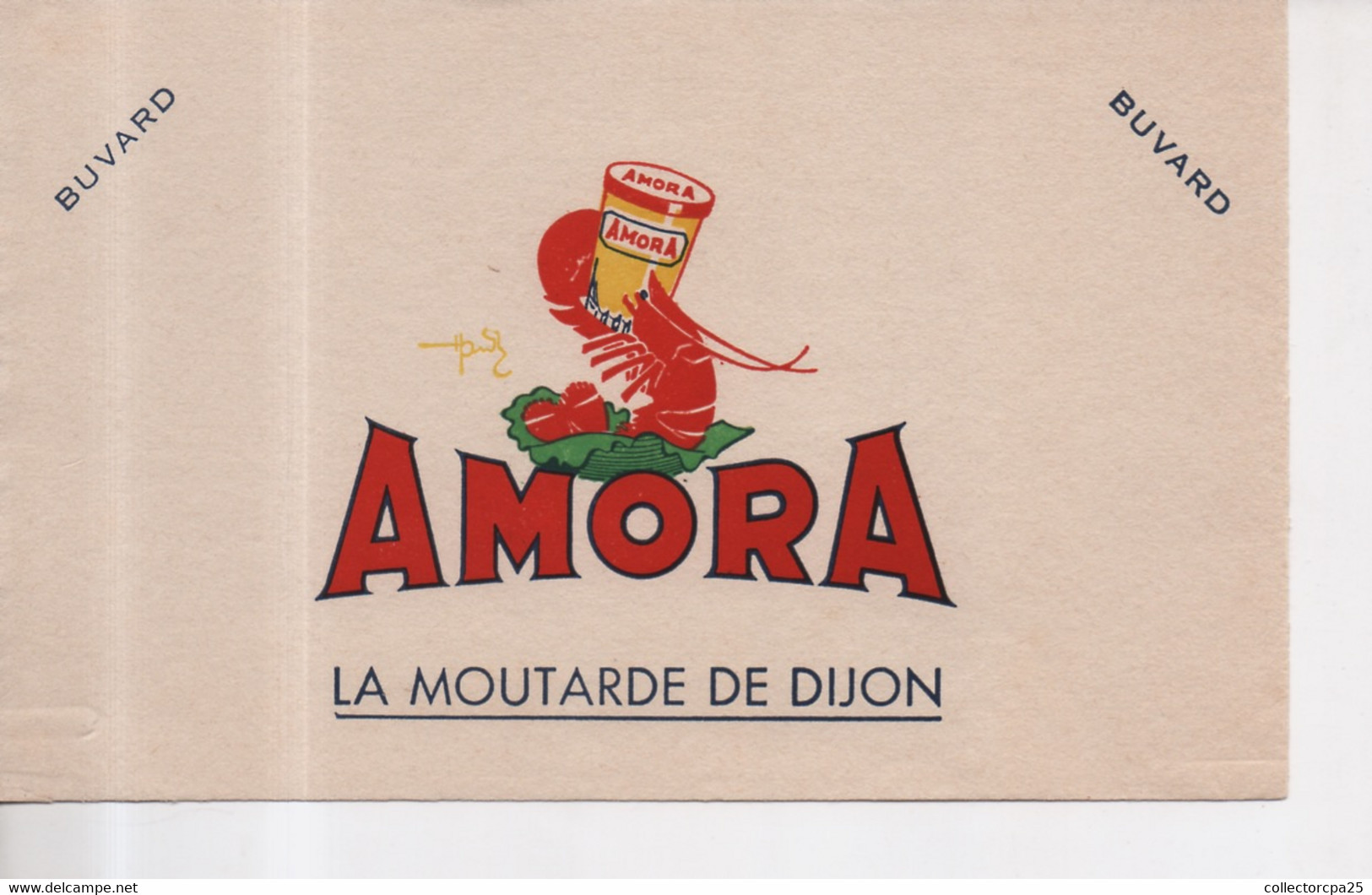 Buvard Amora La Moutarde De Dijon Avec Illustration D'une écrevisse - Mostard