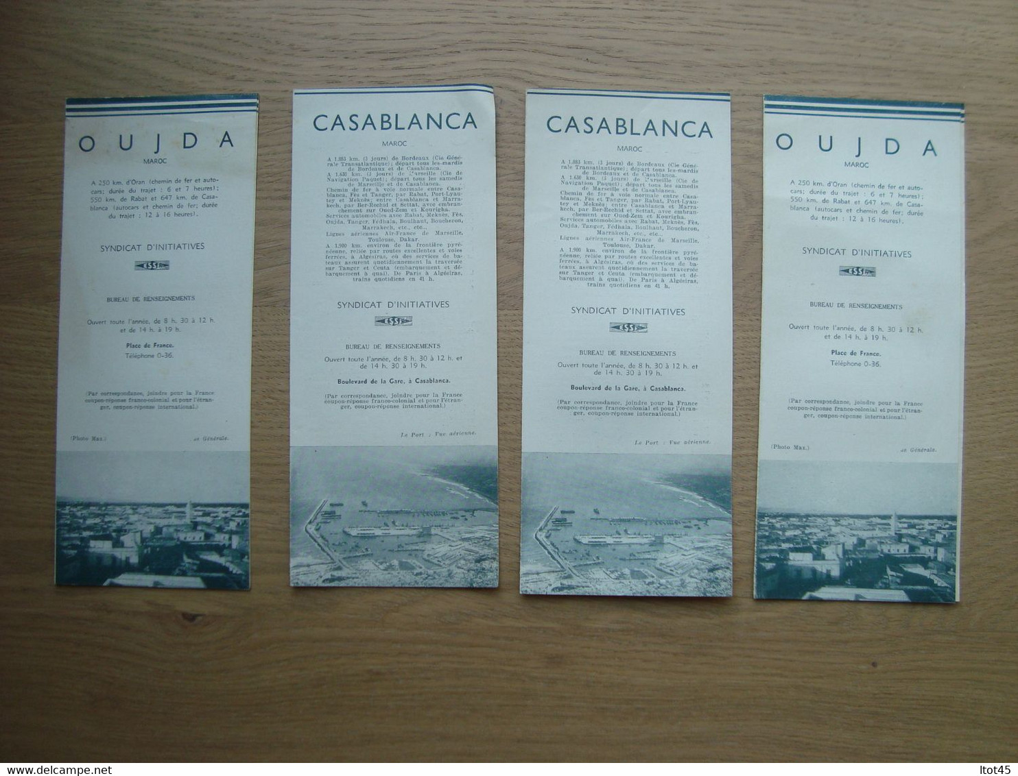 LOT DE 4 DEPLIANTS TOURISTIQUES CASABLANCA OUJDA MAROC 1937 - Dépliants Turistici