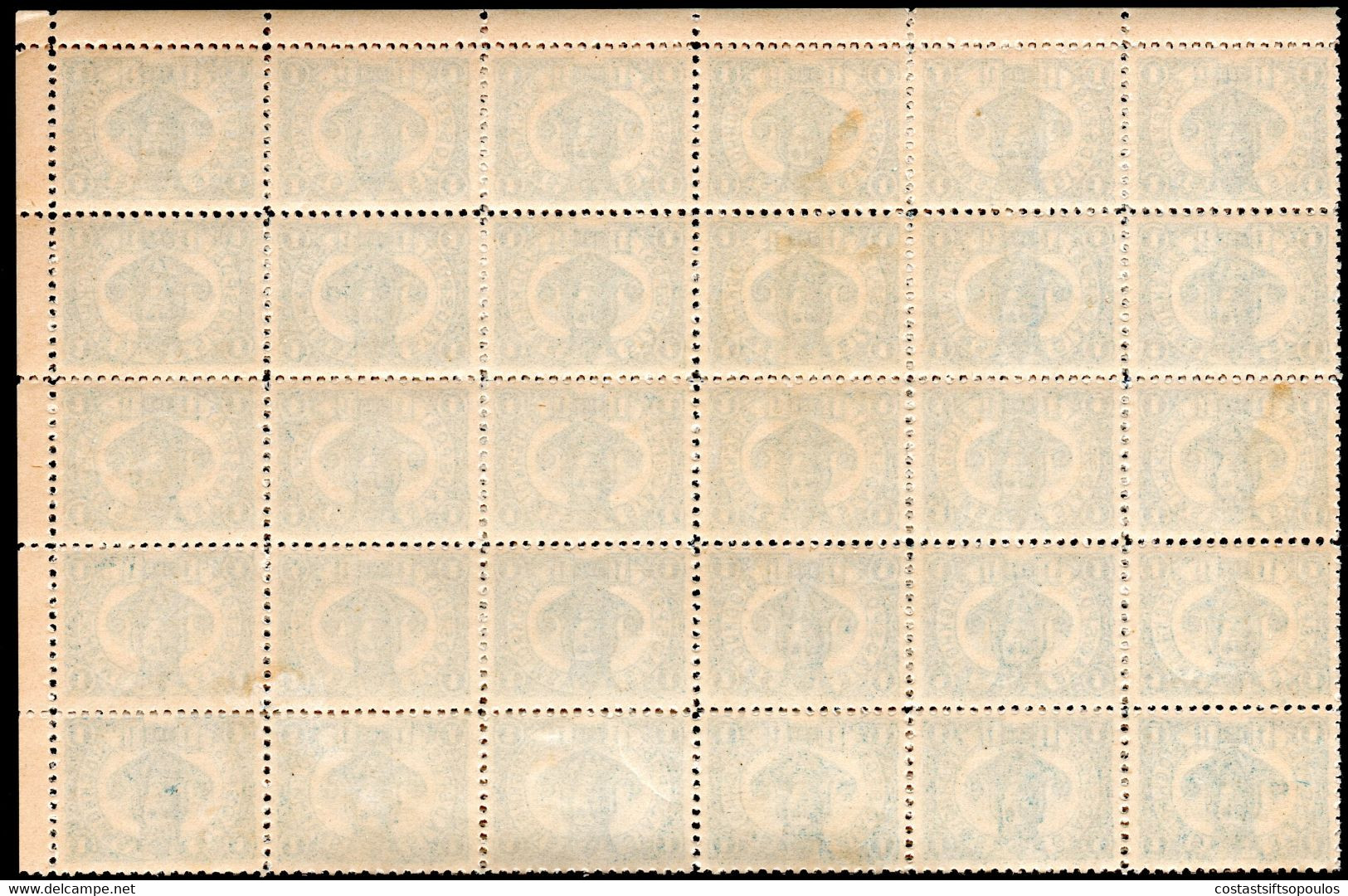 147.SWEDEN LOCAL,1887 STOCKHOLMS STADSPOST 1 ORE,MNH SHEET OF 60,FOLDED IN THE MIDDLE - Emissions Locales