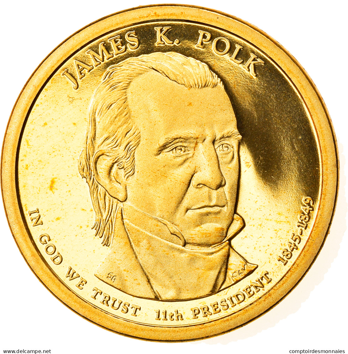 Monnaie, États-Unis, James K. Polk, Dollar, 2009, U.S. Mint, San Francisco - 2007-…: Presidents