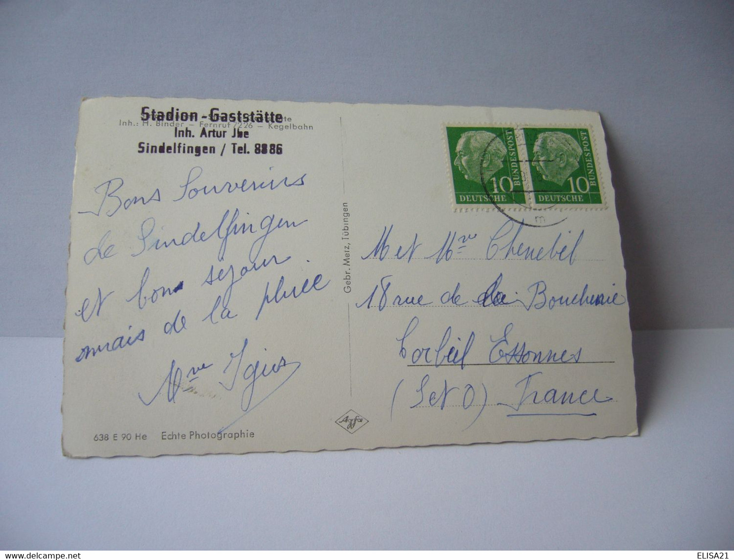 STATION GASTSATTE INH ARTUR JKE SINDELFINGEN ALLEMAGNE BADE WURTEMBERG CPSM FORMAT CPA 1958 GEBR METZ TUBINGEN - Sindelfingen