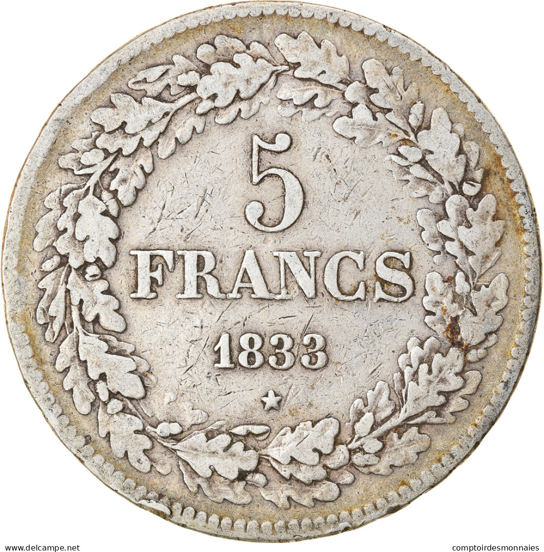 Monnaie, Belgique, Leopold I, 5 Francs, 5 Frank, 1833, TB+, Argent, KM:3.1 - 5 Frank