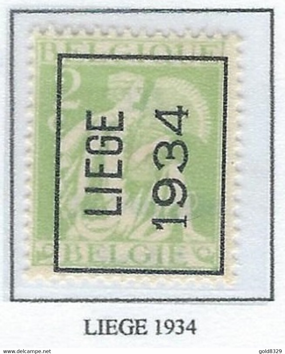 Préo TYPO 1934    -   COB 335 MNH -  (2c. Vert Pâle LIEGE  1934) (Pos A) - Typos 1932-36 (Cérès Et Mercure)