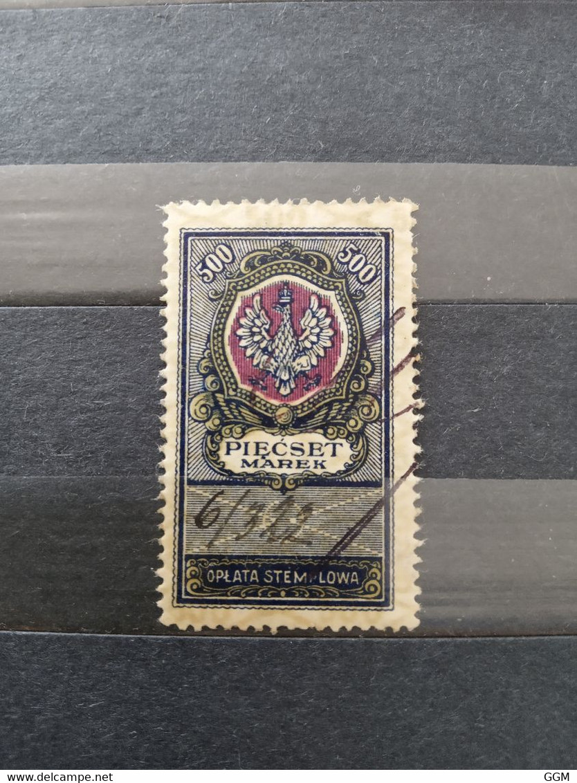 Polonia. Fiscales. 1921. Oplata Stemplowa. 500. Usado - Revenue Stamps