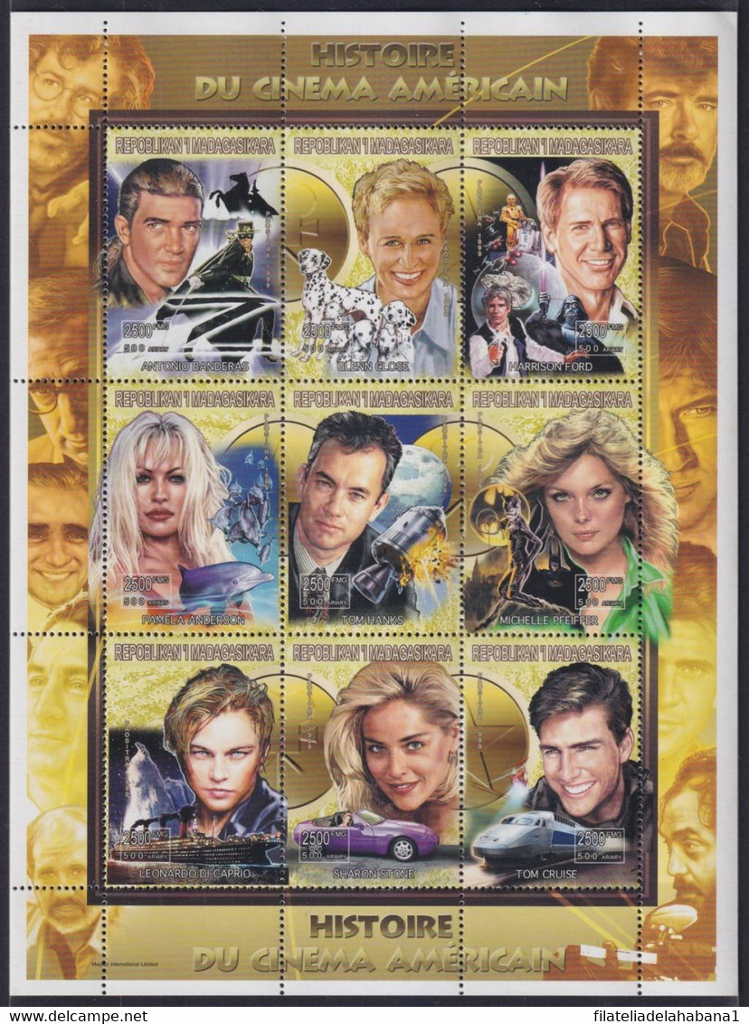 F-EX23933 MADAGASCAR MNH MOVIE CINEMA CINE ANTONIO BANDERAS TOM CRUISE SHARON STONE LEONARDO DI CAPRIO HARRISON FORD. - Film