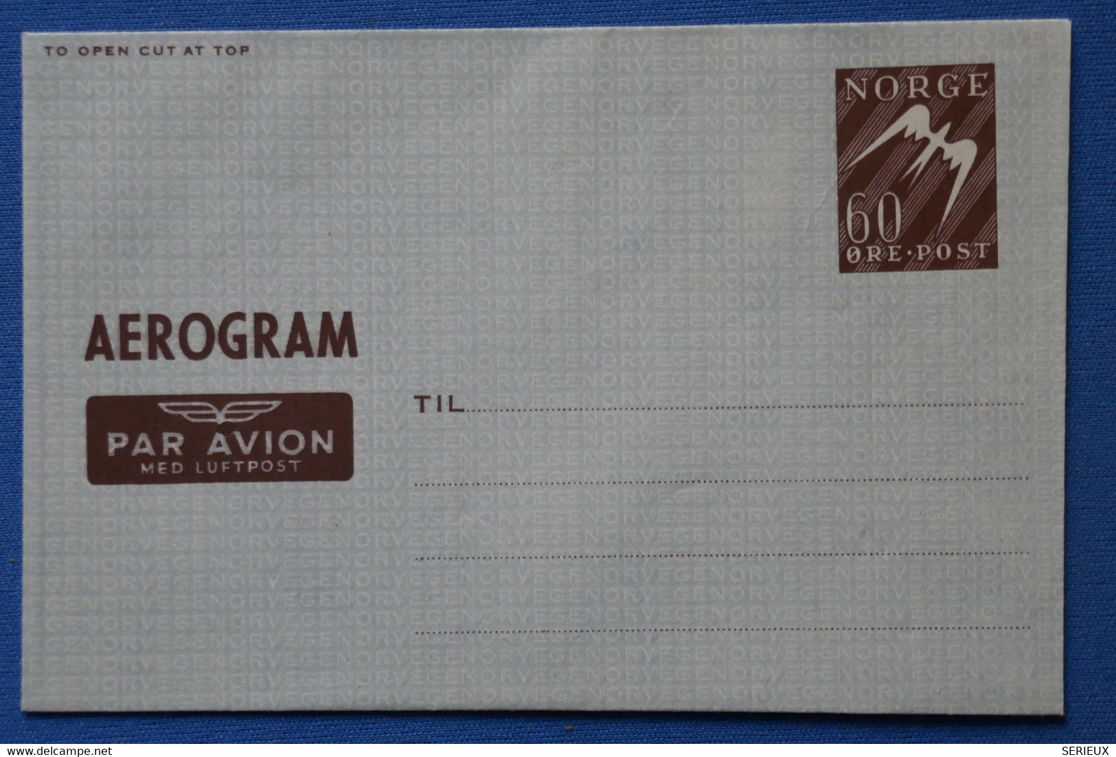 R2 NORVEGE BELLE LETTRE AEROGRAMME 1965 NON VOYAGEE - Storia Postale