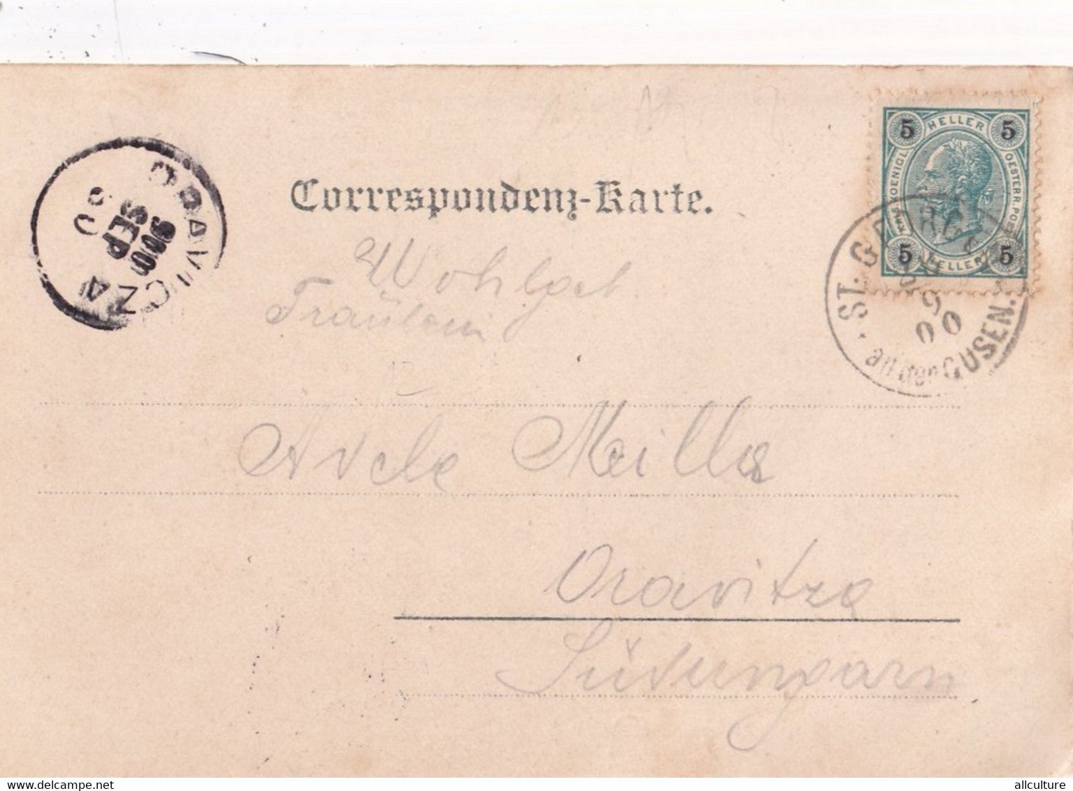 A4384-Sankt Georgen An Der Gusen Village Upper Austria,Osterreich Post Stamp 1900 Sent To Oravicza Romania Used Postcard - Perg