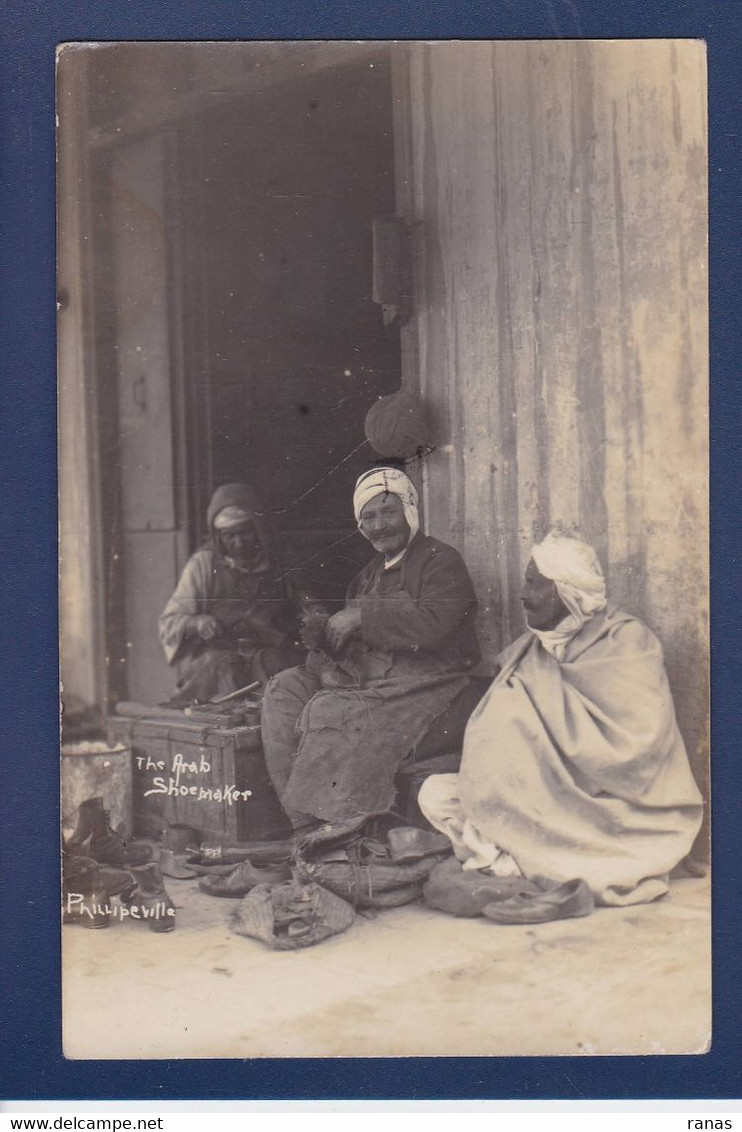 CPA Algérie Commerce Shop Carte Photo Phillipeville Non Circulé - Autres & Non Classés