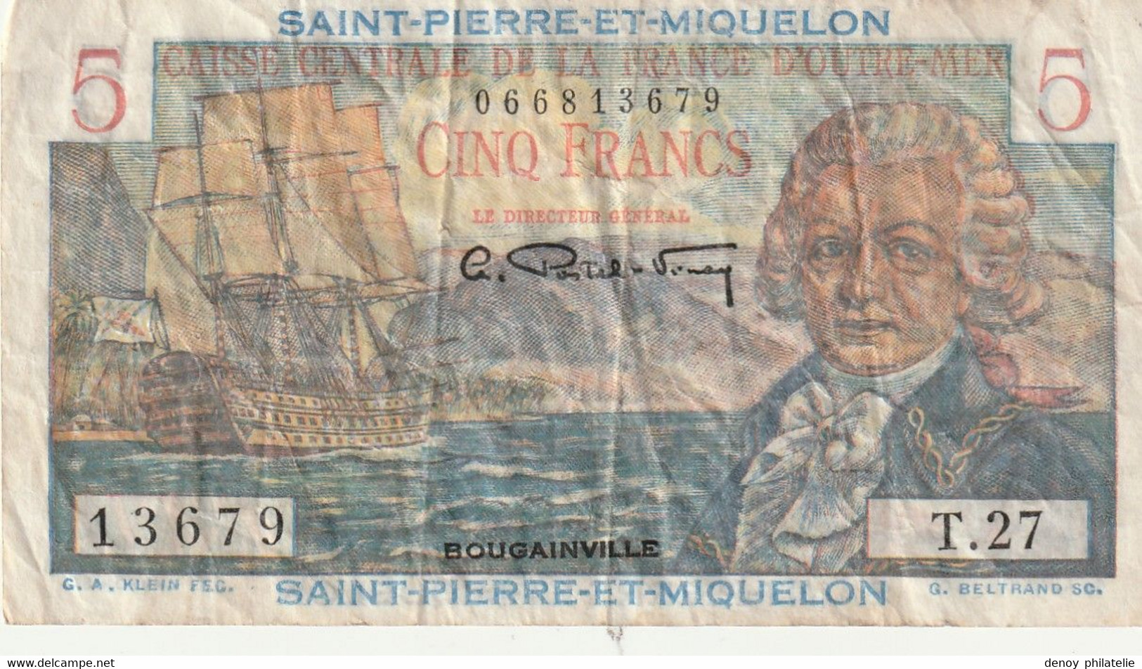 5 Francs Bouginville  SAINT PIERRE ET MIQUELON 1946 P.23 RRR - Other - America