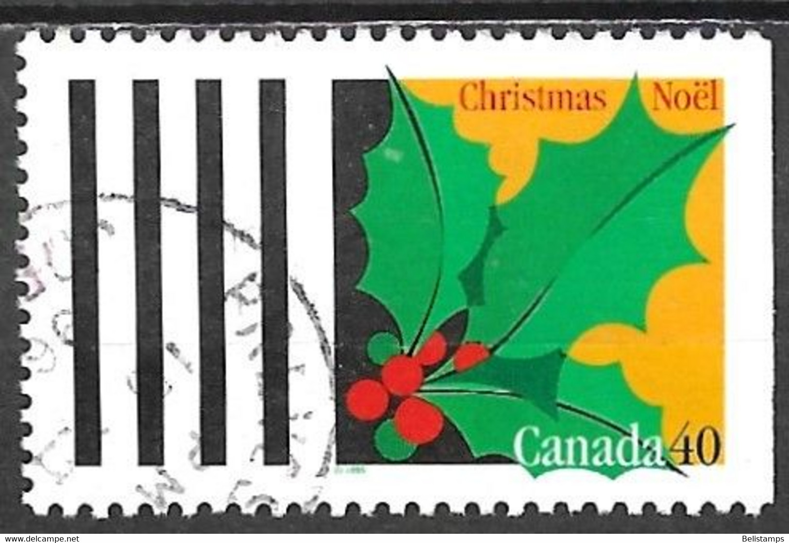 Canada 1995. Scott #1588 (U) Christmas, Holly - Timbres Seuls