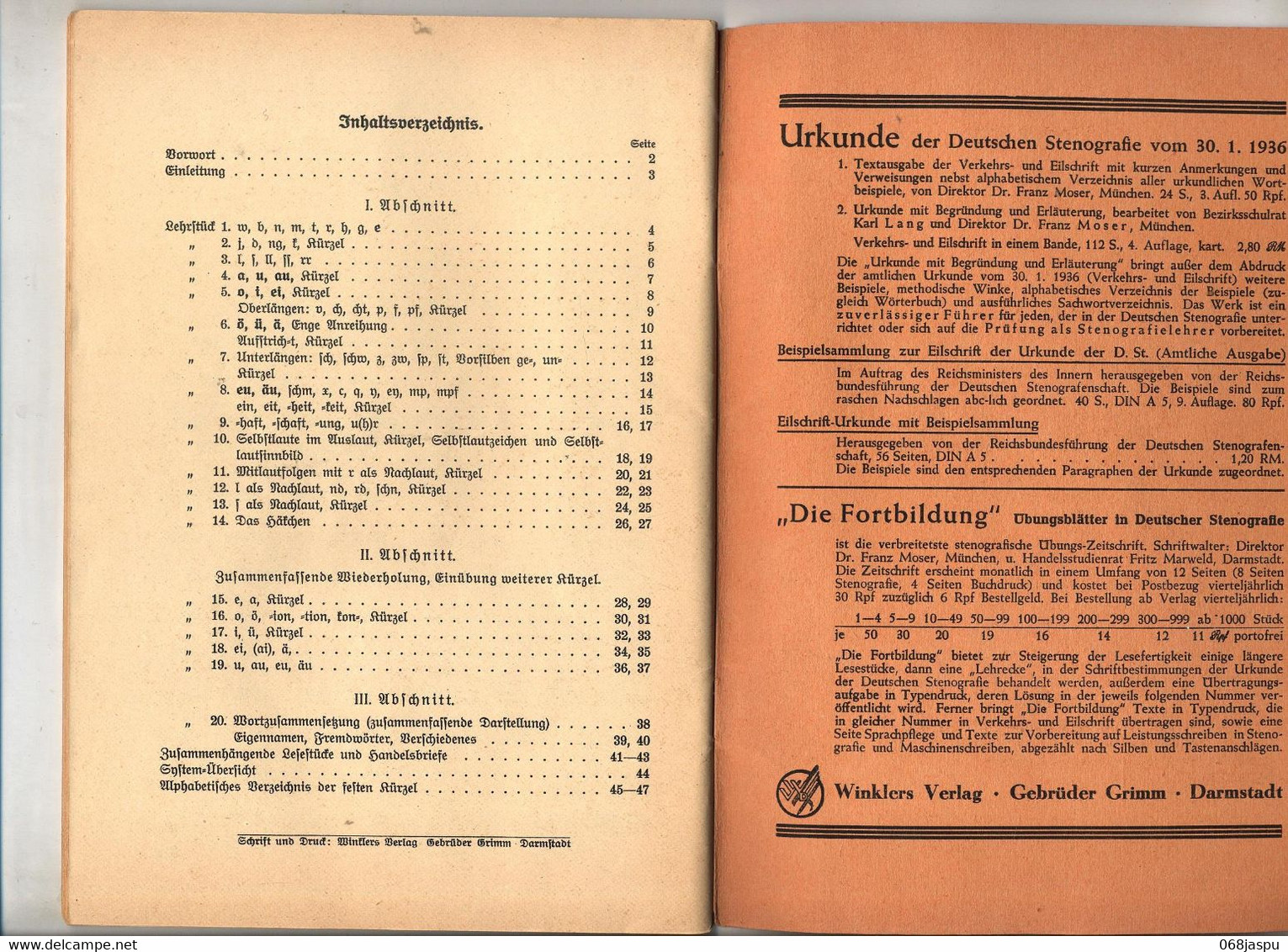 Livre Apprentissage Stenographie 1943 - School Books