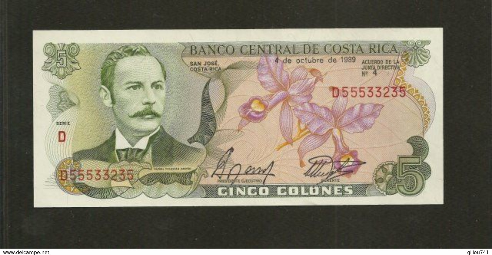 Costa Rica, 5 Colones, 1968-1992 Issue - Costa Rica