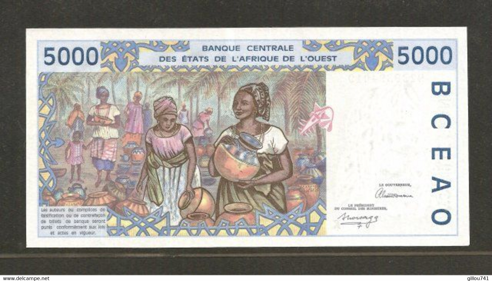 Etats D'Afrique De L'Ouest, 5,000 Francs, K For Senegal - Estados De Africa Occidental