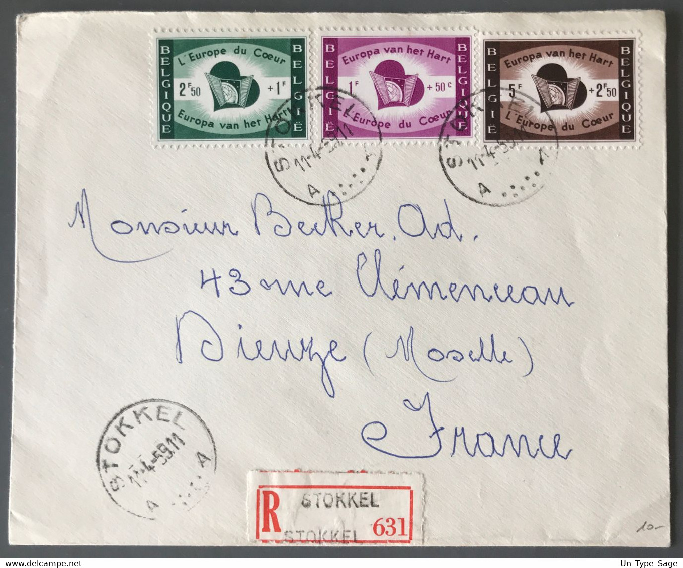 Belgique, Divers Sur Enveloppe Recommandée De STOKKEL 11.4.1959 - (C1390) - Brieven En Documenten