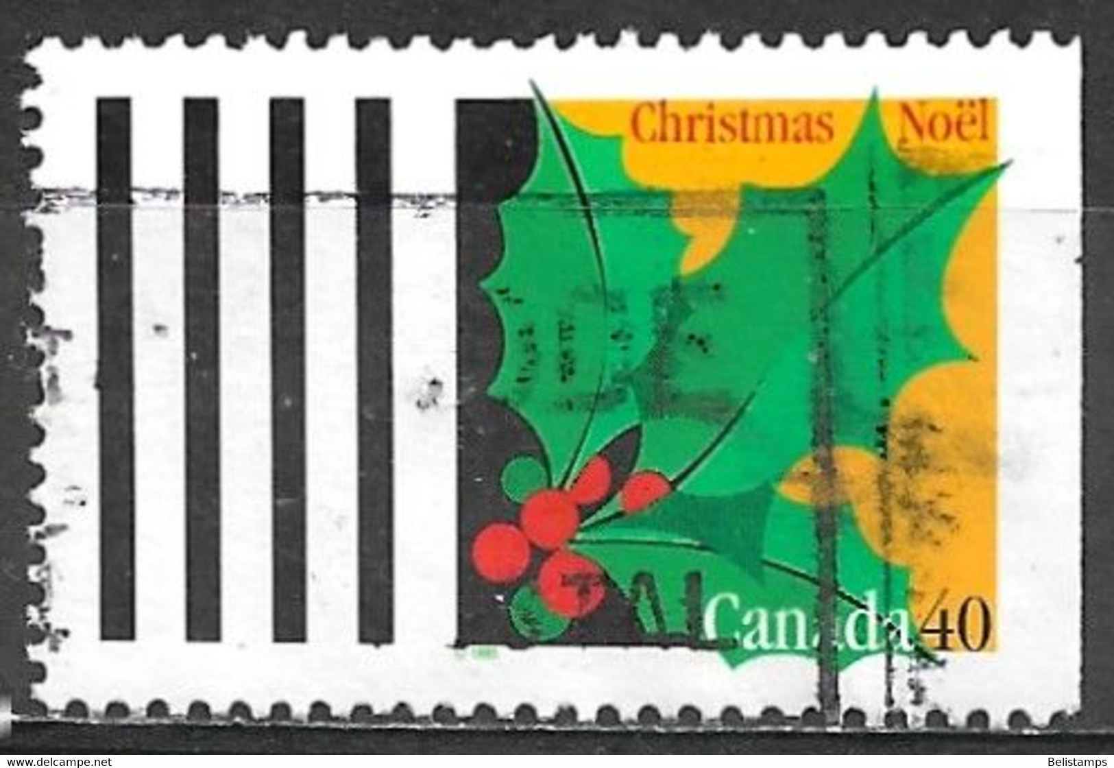 Canada 1995. Scott #1588 (U) Christmas, Holly - Single Stamps