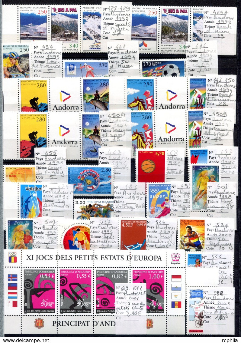 RC 21000 ANDORRE COTE 194,80€ SPORT LOT COLLECTION ENSEMBLE DE 88 TIMBRES NEUF ** MNH TB - Verzamelingen